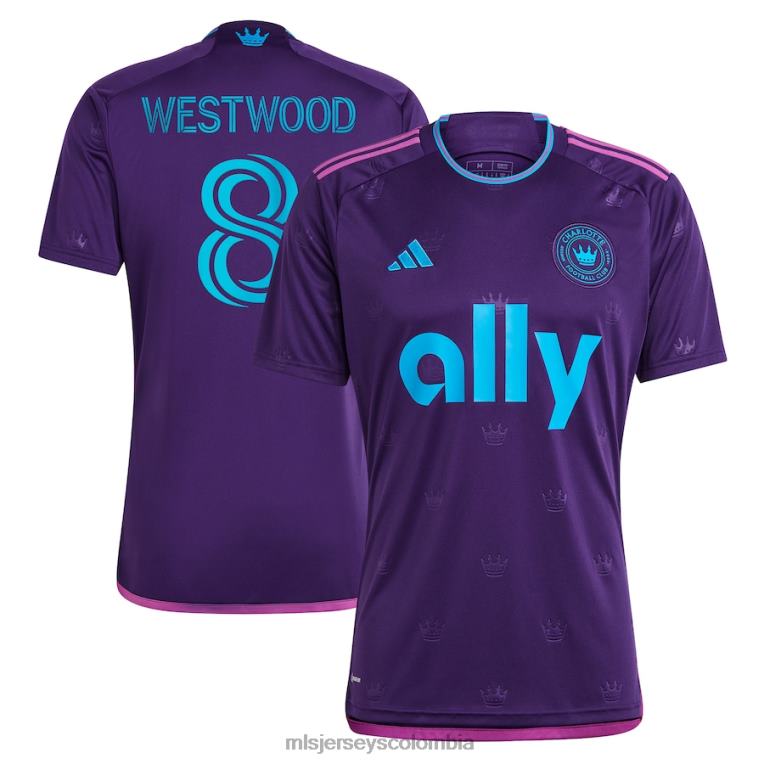 charlotte fc ashley westwood adidas púrpura 2023 corona joya kit réplica camiseta hombres MLS Jerseys jersey TJ6661091