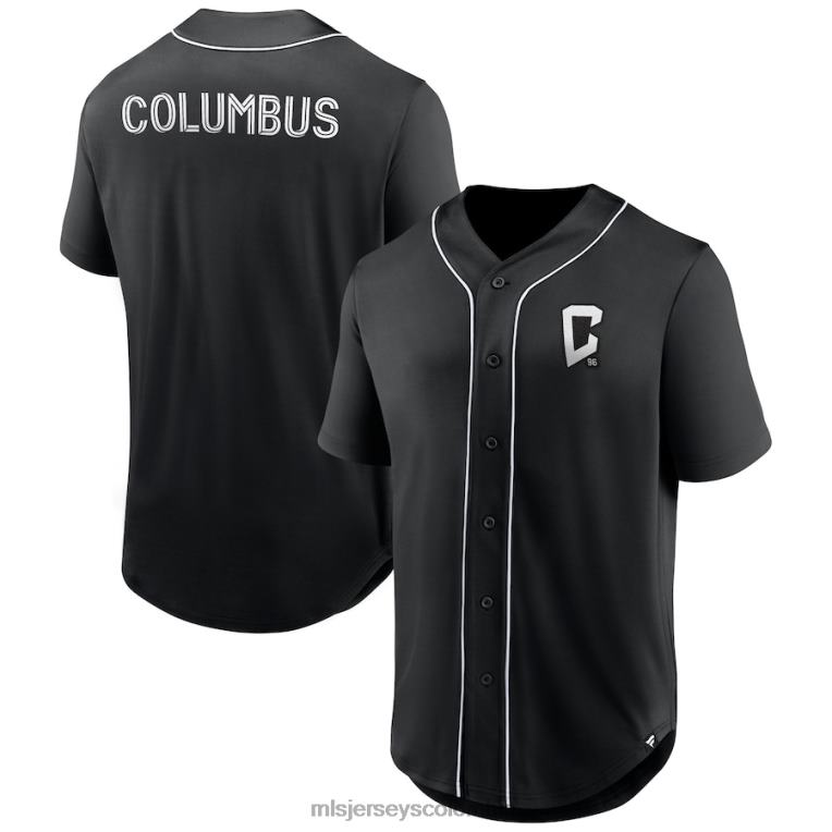 camiseta abotonada de béisbol de moda del tercer período negra con marca de fanáticos de la tripulación de colón hombres MLS Jerseys jersey TJ666231