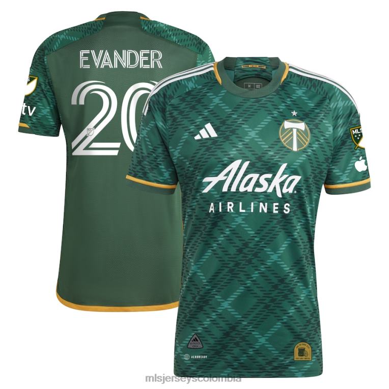 portland Timbers Evander adidas verde 2023 portland plaid kit camiseta auténtica hombres MLS Jerseys jersey TJ666456