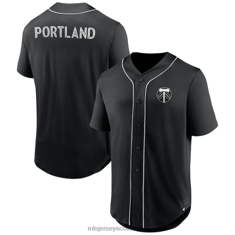 Portland Timbers Fanatics Branded Jersey negro con botones de béisbol de moda del tercer período hombres MLS Jerseys jersey TJ666165