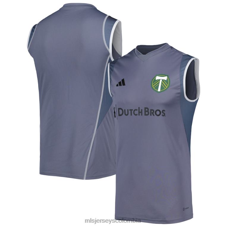 camiseta de entrenamiento sin mangas en el campo adidas gris 2023 de portland Timbers hombres MLS Jerseys jersey TJ666614