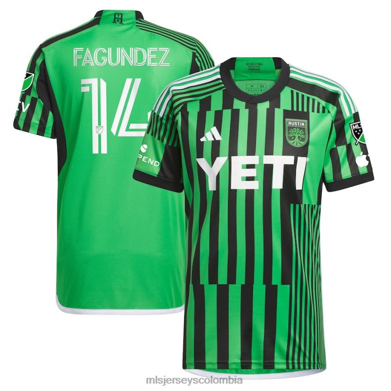 austin fc diego fagundez adidas verde 2023 las voces kit camiseta auténtica hombres MLS Jerseys jersey TJ666480