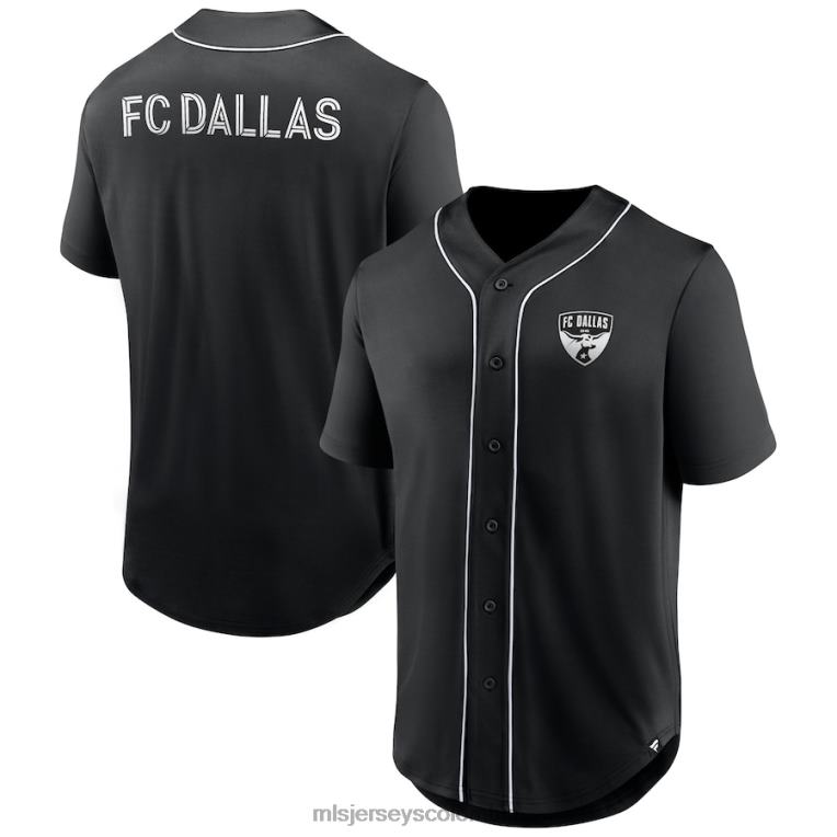 fc dallas fanatics branded camiseta negra con botones de béisbol a la moda del tercer período hombres MLS Jerseys jersey TJ666326