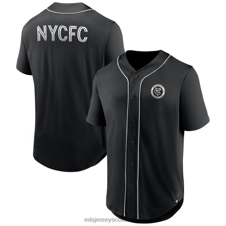 camiseta con botones de béisbol de moda del tercer período negra de la marca fanatics del new york city fc hombres MLS Jerseys jersey TJ666141