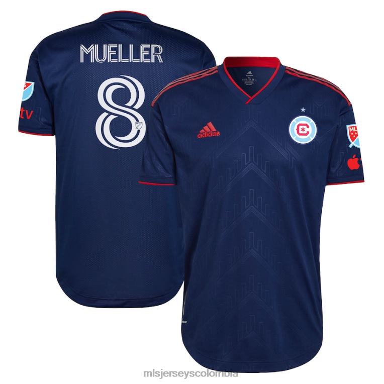 chicago fire chris mueller adidas azul 2023 water tower kit camiseta de jugador auténtica hombres MLS Jerseys jersey TJ666912