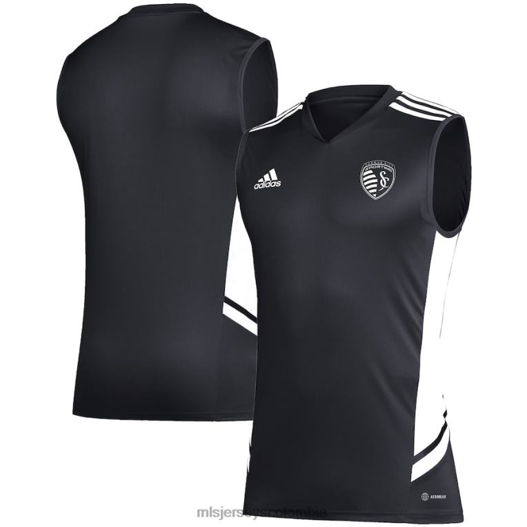 camiseta de entrenamiento sin mangas adidas negra/blanca del sporting kansas city hombres MLS Jerseys jersey TJ666428