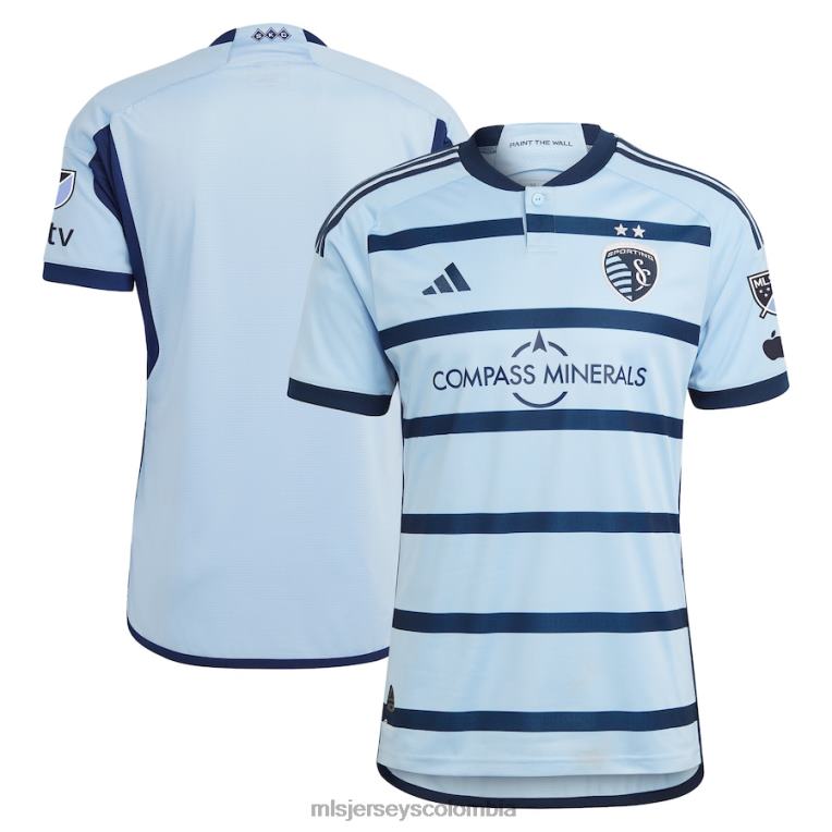 camiseta deportiva adidas kansas city azul claro 2023 Hoops 4.0 auténtica hombres MLS Jerseys jersey TJ666219