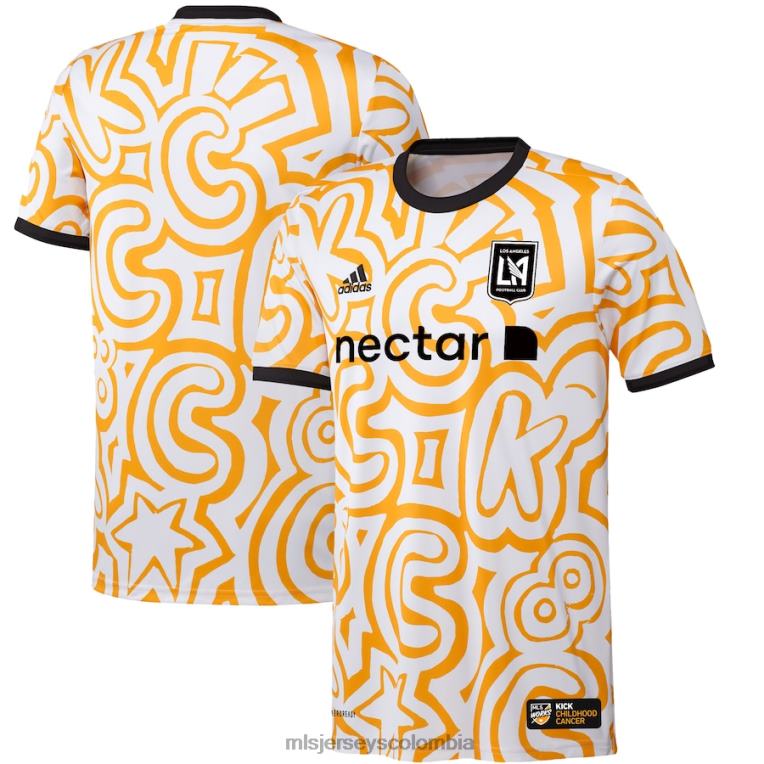 camiseta aeroready pre-partido adidas lafc blanco/dorado 2021 works kick child cancer pre-partido hombres MLS Jerseys jersey TJ6661121