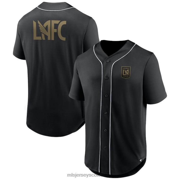 camiseta negra con botones de béisbol a la moda del tercer período de la marca lafc fanatics hombres MLS Jerseys jersey TJ66652