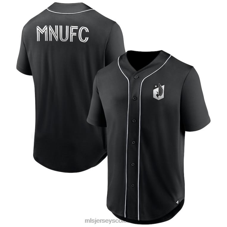 camiseta con botones de béisbol de moda del tercer período negra de los fanáticos de minnesota united fc hombres MLS Jerseys jersey TJ666245
