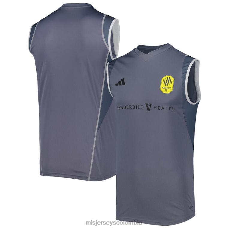 camiseta de entrenamiento sin mangas en el campo adidas gris 2023 de nashville sc hombres MLS Jerseys jersey TJ666722