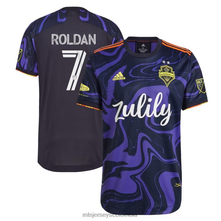 seattle sounders fc cristian roldan adidas púrpura 2021 el kit de jimi hendrix camiseta de jugador auténtica hombres MLS Jerseys jersey TJ666209