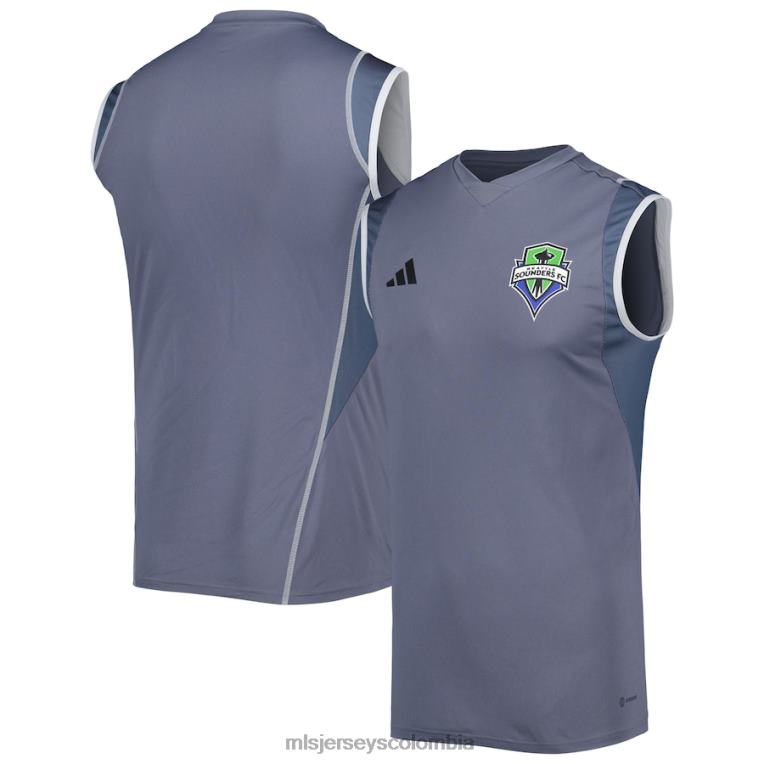 camiseta de entrenamiento sin mangas en el campo adidas gris 2023 seattle sounders fc hombres MLS Jerseys jersey TJ666384