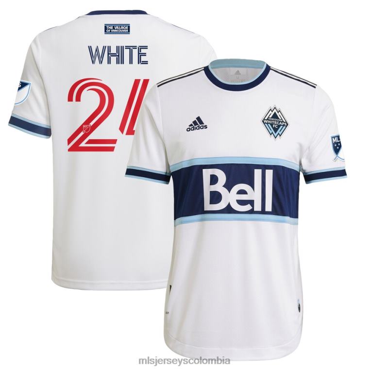 vancouver whitecaps fc brian white camiseta adidas blanca 2021 primaria auténtica de jugador hombres MLS Jerseys jersey TJ6661511