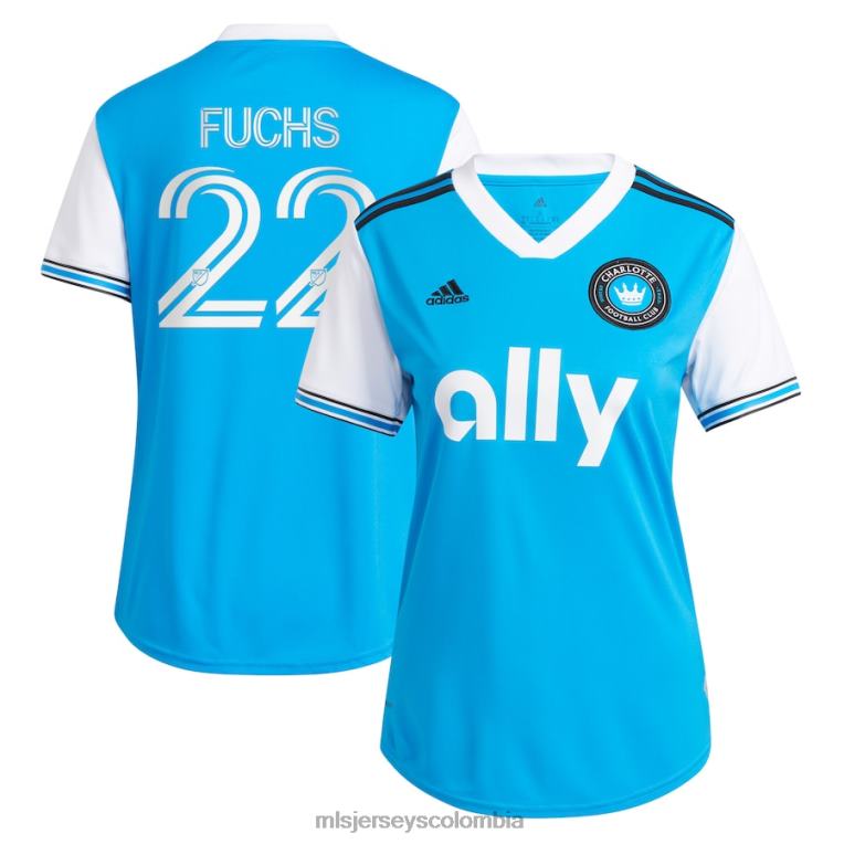 charlotte fc christian fuchs adidas azul 2022 camiseta réplica primaria del jugador mujer MLS Jerseys jersey TJ666889