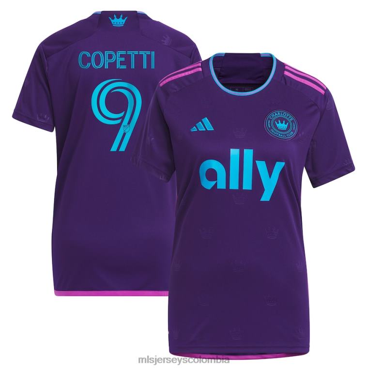 charlotte fc enzo copetti adidas púrpura 2023 corona joya kit réplica camiseta mujer MLS Jerseys jersey TJ666806