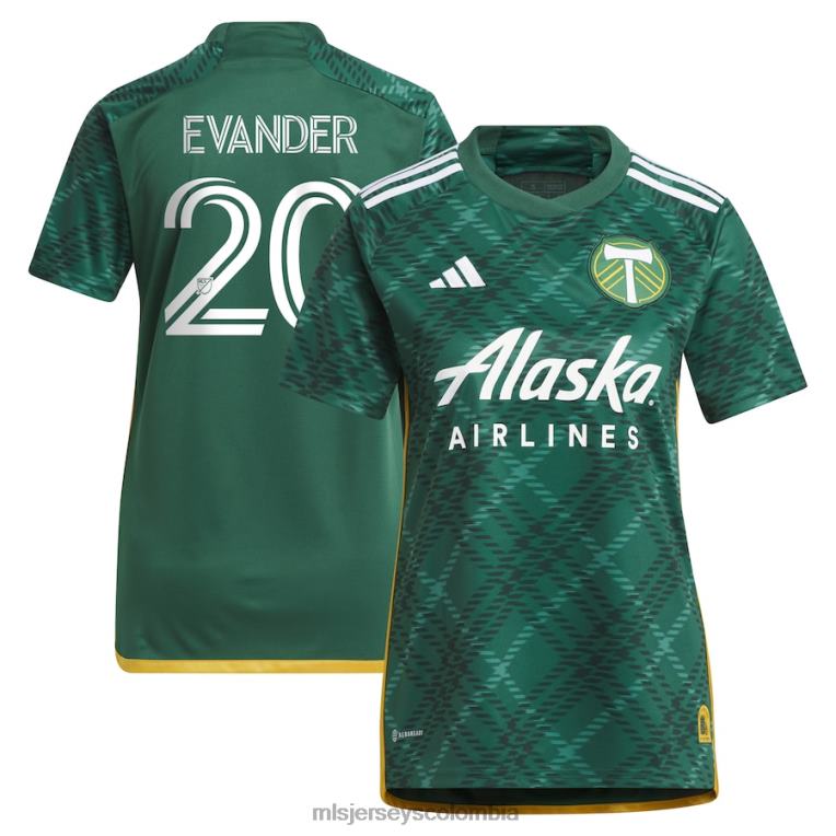 portland Timbers Evander réplica camiseta adidas verde 2023 portland plaid kit mujer MLS Jerseys jersey TJ6661045