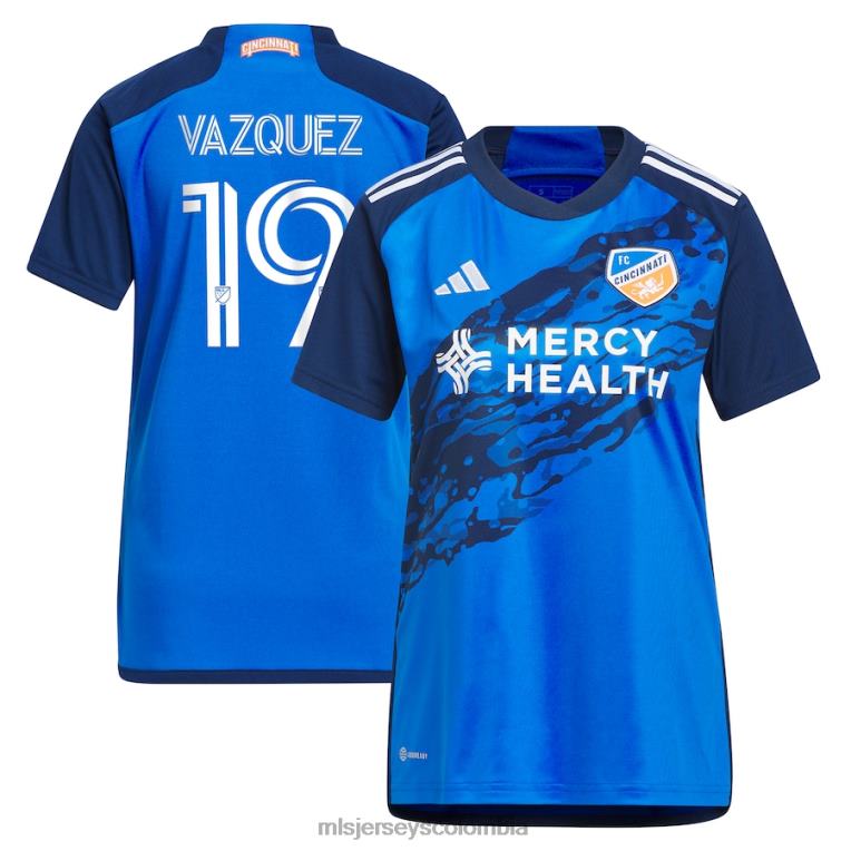fc cincinnati brandon vazquez adidas azul 2023 river kit réplica camiseta mujer MLS Jerseys jersey TJ666591