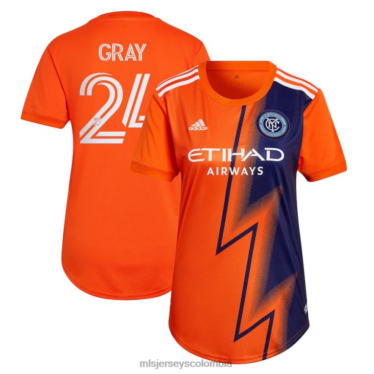 new york city fc tayvon gris adidas naranja 2022 the volt kit réplica de camiseta del jugador mujer MLS Jerseys jersey TJ6661228