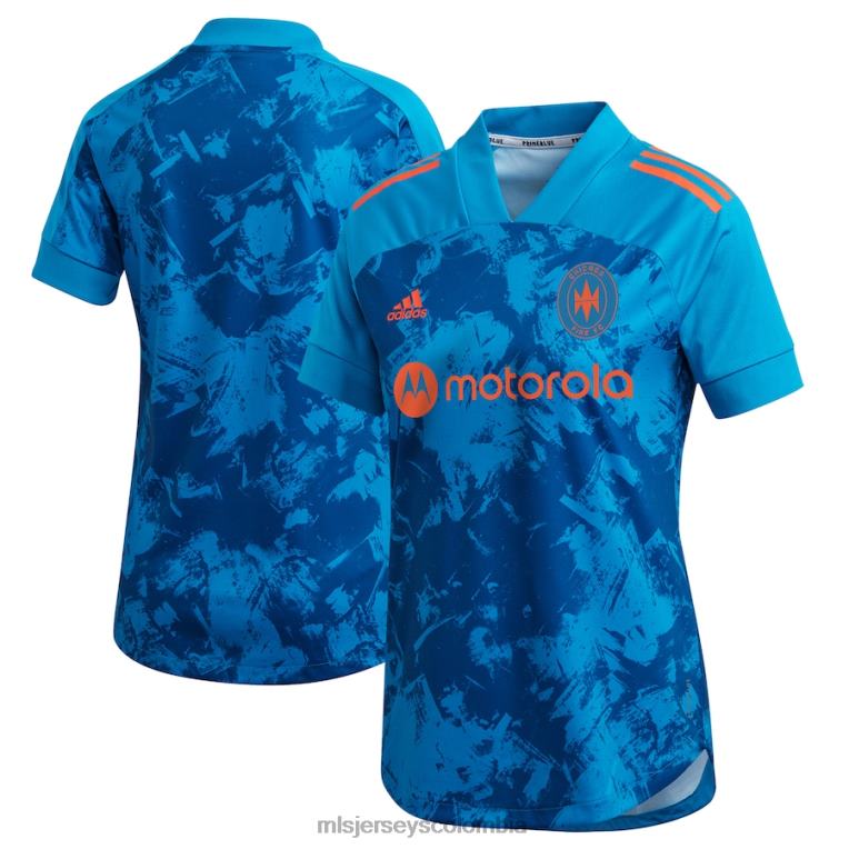camiseta chicago fire adidas azul 2021 réplica primeblue mujer MLS Jerseys jersey TJ6661117