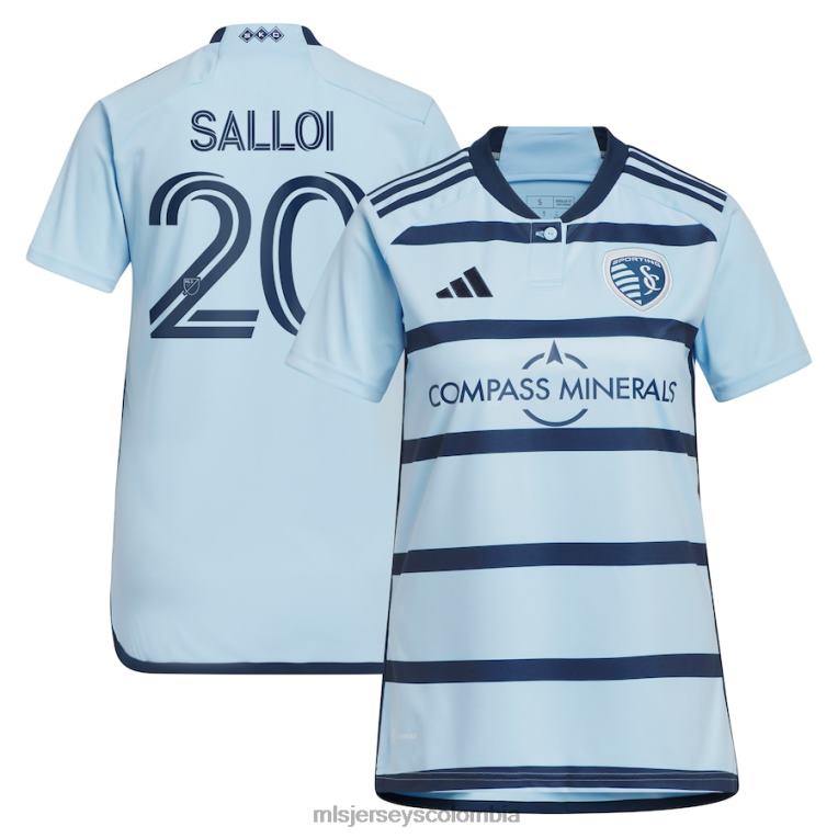 sporting kansas city daniel salloi adidas azul claro 2023 Hoops 4.0 réplica de camiseta de jugador mujer MLS Jerseys jersey TJ6661142