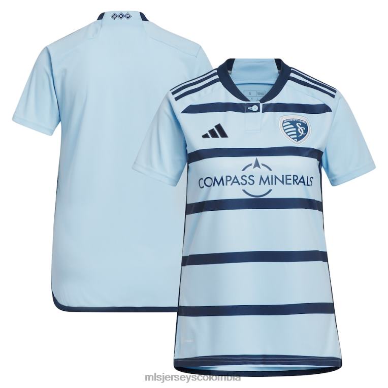 camiseta réplica del sporting kansas city adidas azul claro 2023 Hoops 4.0 mujer MLS Jerseys jersey TJ666640