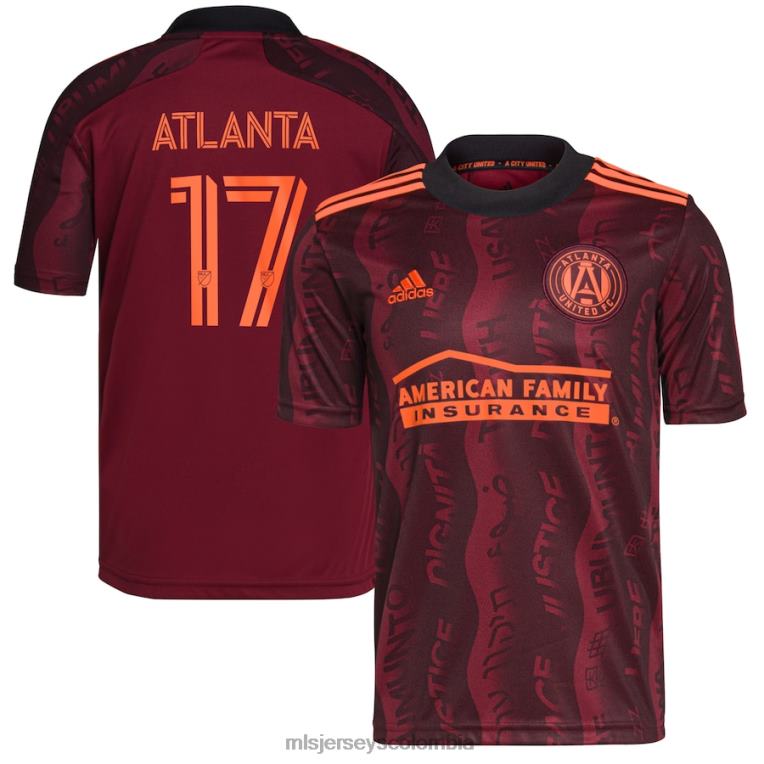 partidarios del atlanta united fc adidas granate 2021 unity réplica de camiseta del jugador niños MLS Jerseys jersey TJ6661207