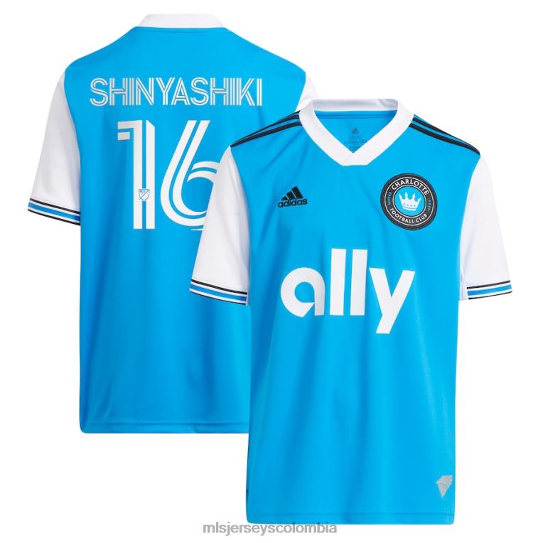 charlotte fc andre shinyashiki adidas azul 2022 camiseta réplica primaria del jugador niños MLS Jerseys jersey TJ6661029