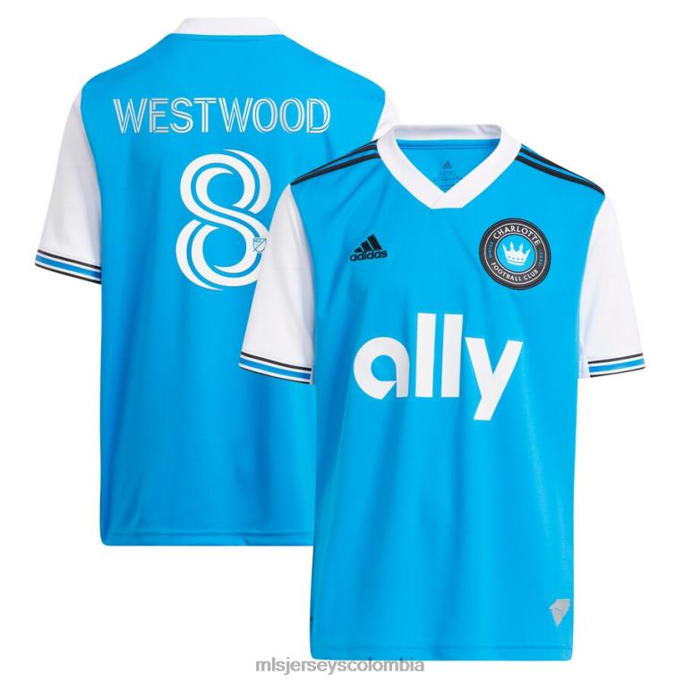 charlotte fc ashley westwood adidas azul 2023 réplica de camiseta de jugador recién acuñada niños MLS Jerseys jersey TJ6661160