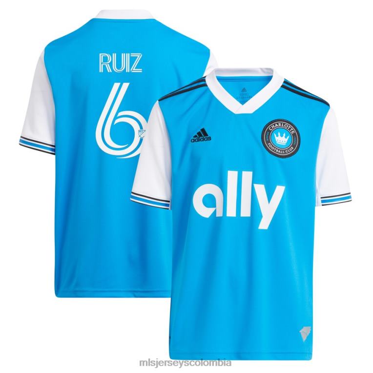 charlotte fc sergio ruiz adidas azul 2022 réplica primaria camiseta del jugador niños MLS Jerseys jersey TJ6661026