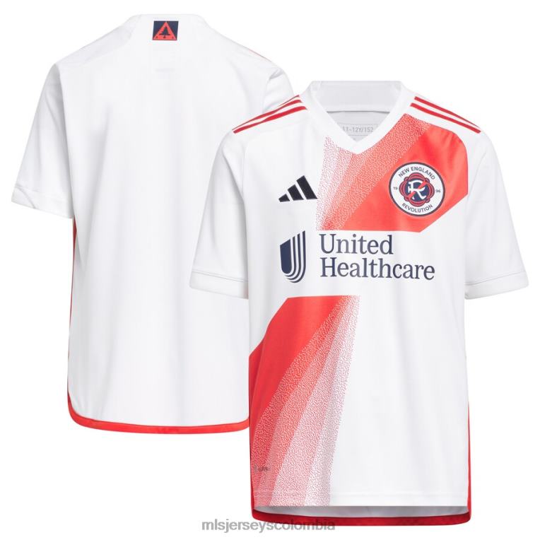 revolución de nueva inglaterra camiseta réplica adidas blanca 2023 defiance niños MLS Jerseys jersey TJ666115