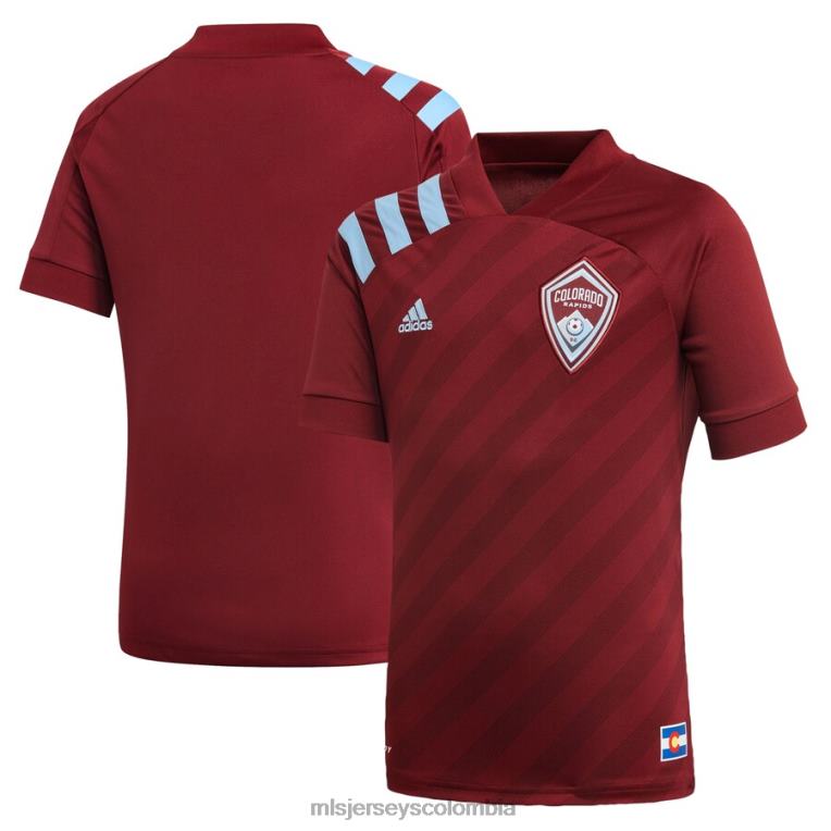 camiseta replica primaria colorado rapids adidas burdeos 2021 niños MLS Jerseys jersey TJ6661230