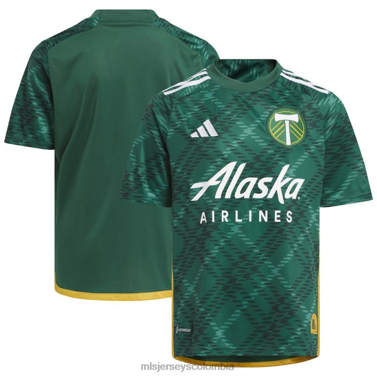 camiseta adidas portland Timbers réplica verde 2023 portland plaid kit niños MLS Jerseys jersey TJ666136
