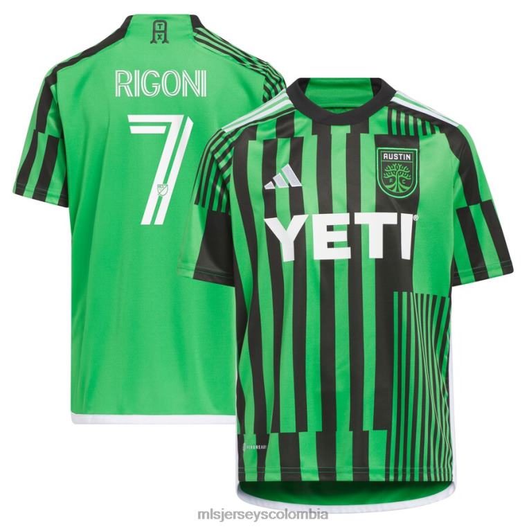austin fc emiliano rigoni adidas verde 2023 las voces kit réplica camiseta niños MLS Jerseys jersey TJ6661106