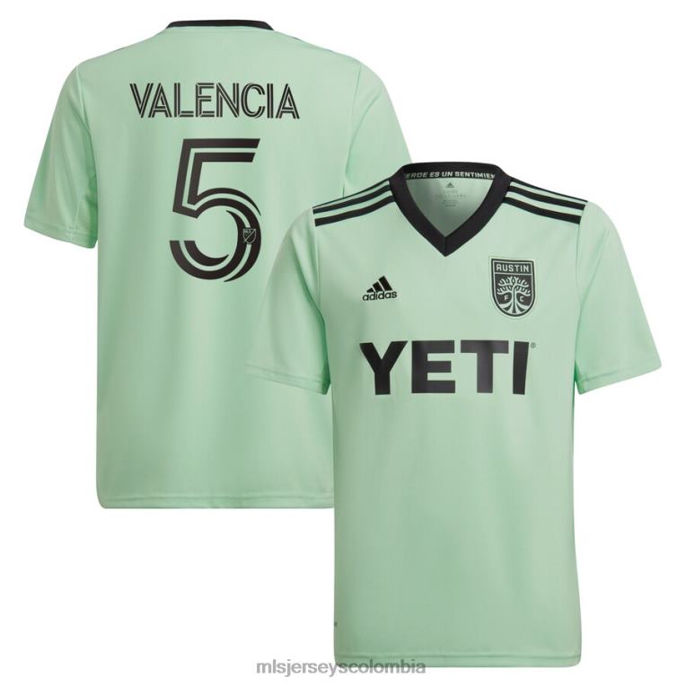 austin fc jhojan valencia adidas mint 2022 the sentimiento kit réplica de camiseta del jugador niños MLS Jerseys jersey TJ6661455
