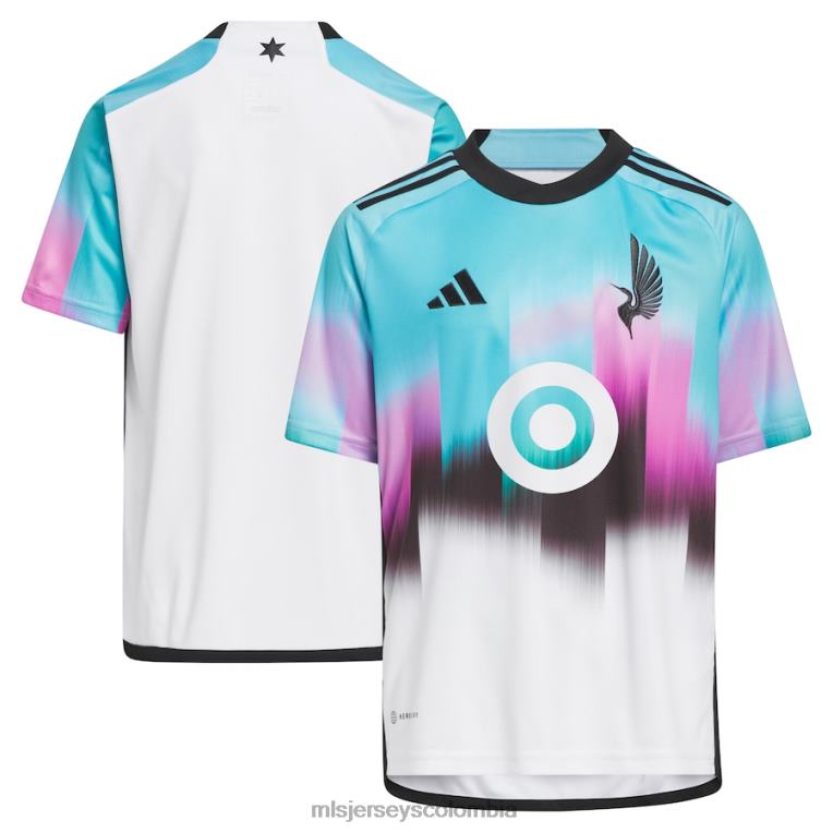 minnesota united fc adidas camiseta blanca réplica del kit de la aurora boreal 2023 niños MLS Jerseys jersey TJ66648
