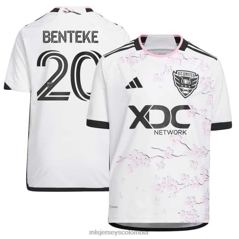 corriente continua. United Christian Benteke adidas blanco 2023 camiseta de jugador réplica del kit de flor de cerezo niños MLS Jerseys jersey TJ6661061